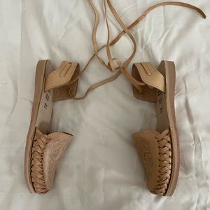 NWOT Authentic Mexican Leather Lace Up Sandals Huaraches